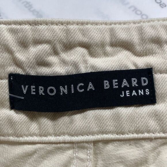 Veronica Beard Jean Blake Straight Notch Ankle Jeans Structured Ecru Cream 30 - Picture 14 of 16